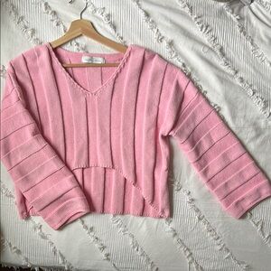 Pink Ribbed Knit Sweater